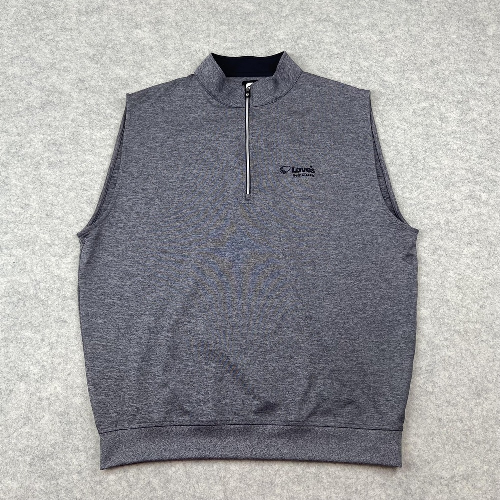 FootJoy Sweater Vest Mens Large Gray 1/4 Zip Golf Pullover Stretch Sleeveless
